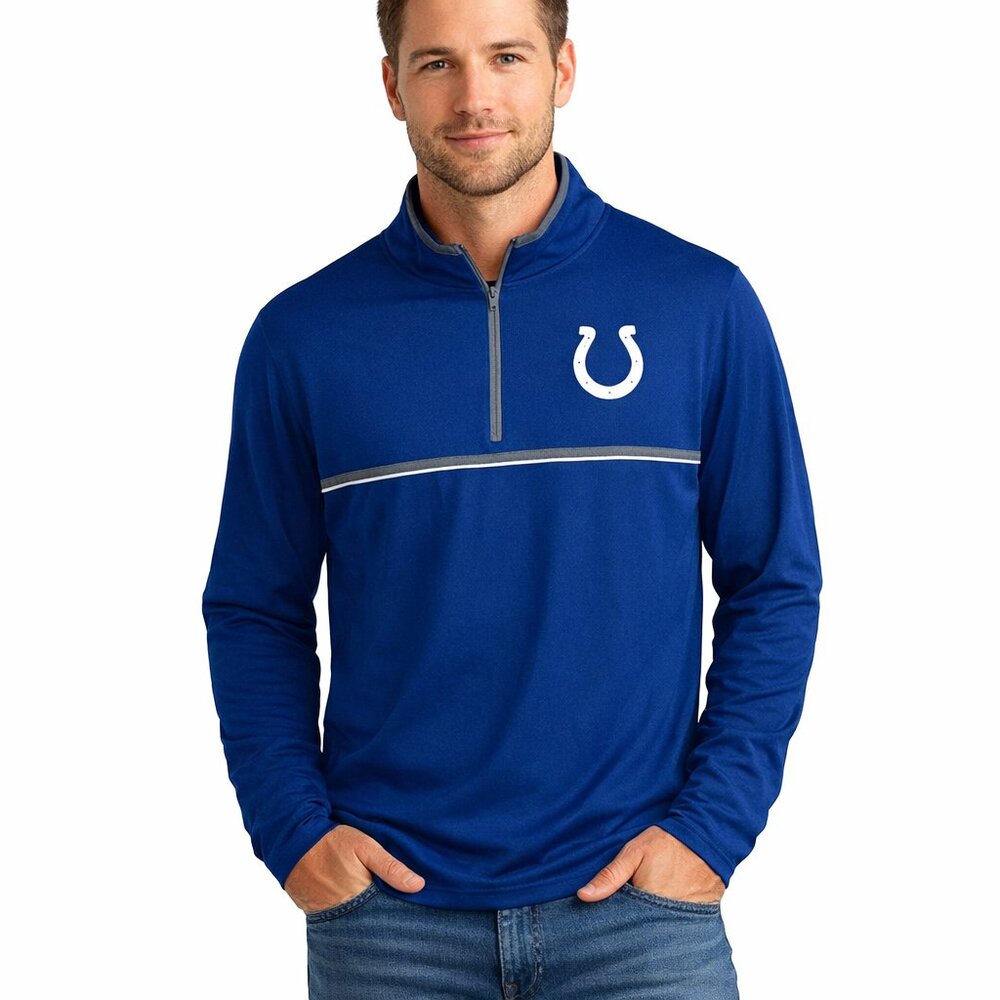 NFL Team Apparel Men's Large Blue Microfiber 1/4 Zip Pullover Indianapolis Colts